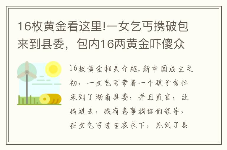 16枚黄金看这里!一女乞丐携破包来到县委，包内16两黄金吓傻众人，其身份让人震惊