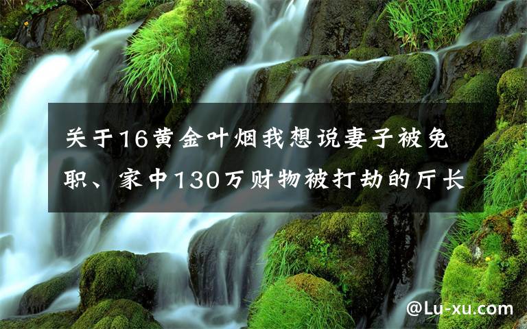 关于16黄金叶烟我想说妻子被免职、家中130万财物被打劫的厅长，双开