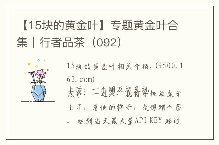 【15块的黄金叶】专题黄金叶合集｜行者品茶（092）