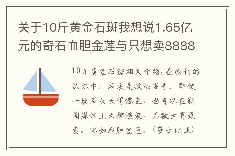 关于10斤黄金石斑我想说1.65亿元的奇石血胆金莲与只想卖8888的石斑鱼