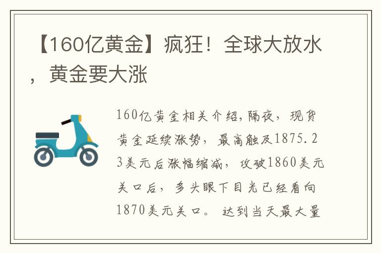 【160亿黄金】疯狂！全球大放水，黄金要大涨