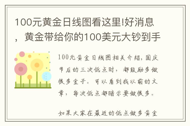 100元黄金日线图看这里!好消息，黄金带给你的100美元大钞到手吗?