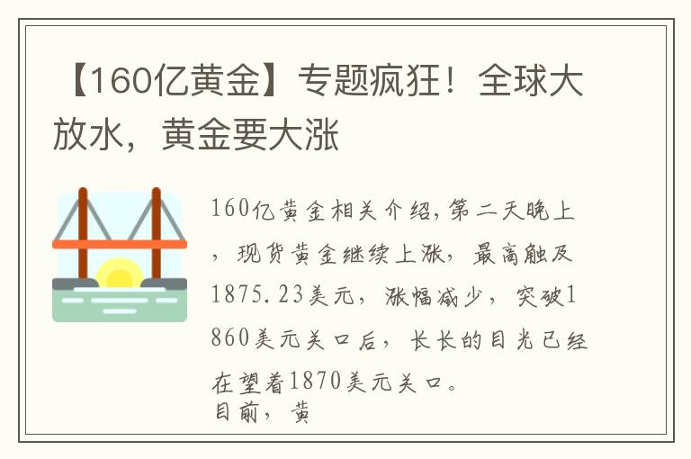 【160亿黄金】专题疯狂！全球大放水，黄金要大涨