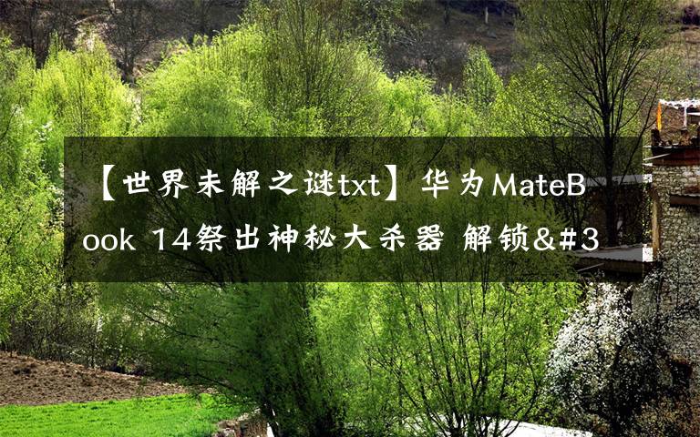 【世界未解之谜txt】华为MateBook 14祭出神秘大杀器 解锁"迅速下班"新姿势文章配图