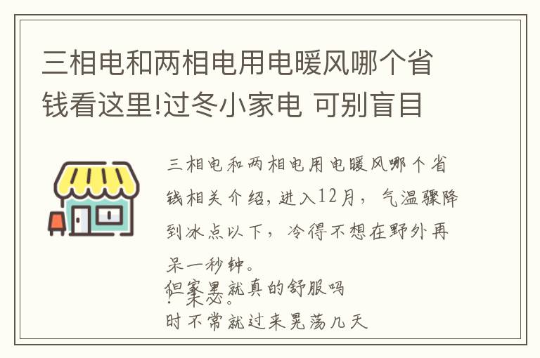 三相电和两相电用电暖风哪个省钱看这里!过冬小家电 可别盲目跟风选