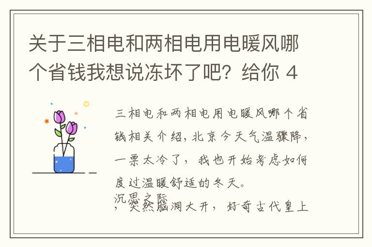 关于三相电和两相电用电暖风哪个省钱我想说冻坏了吧？给你 4 款取暖器推荐