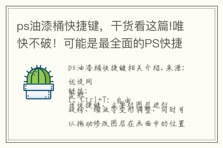 ps油漆桶快捷键，干货看这篇!唯快不破！可能是最全面的PS快捷键使用指南（图文演示）