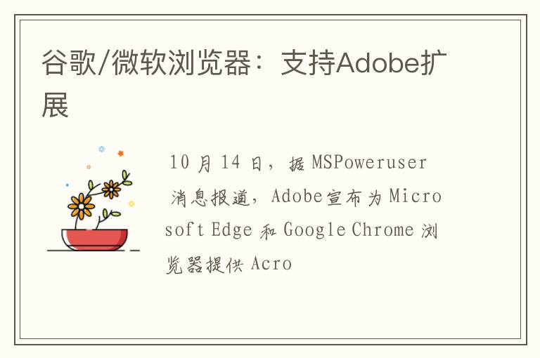 谷歌/微软浏览器：支持Adobe扩展