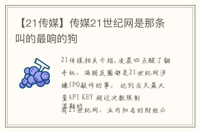 【21传媒】传媒21世纪网是那条叫的最响的狗文章配图