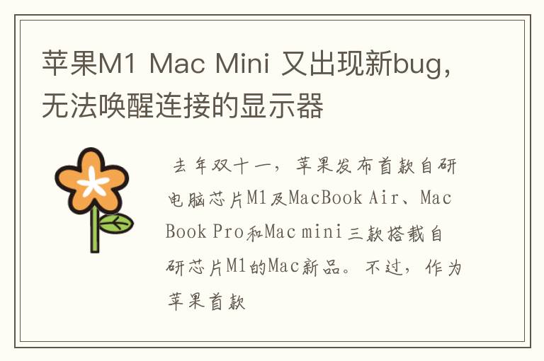 苹果M1 Mac Mini 又出现新bug，无法唤醒连接的显示器