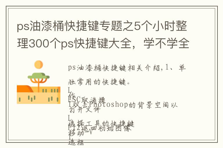 ps油漆桶快捷键专题之5个小时整理300个ps快捷键大全，学不学全看你了