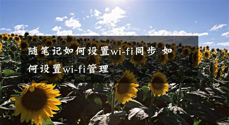 随笔记如何设置wi-fi同步 如何设置wi-fi管理文章配图