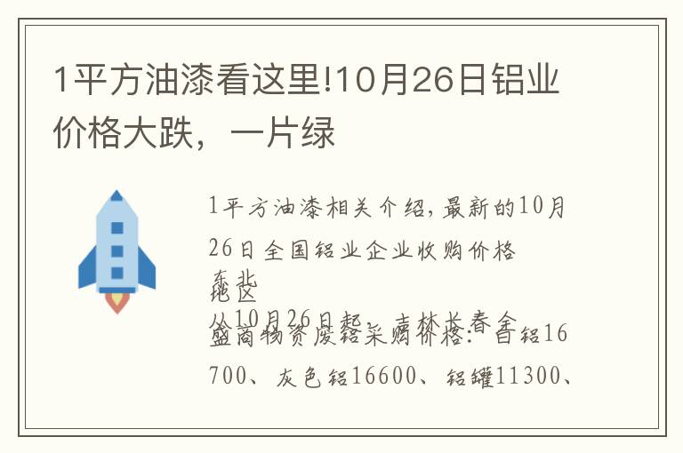 1平方油漆看这里!10月26日铝业价格大跌，一片绿