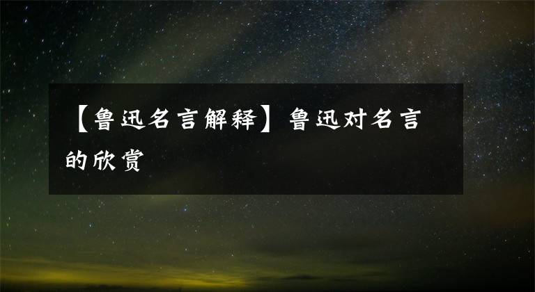 【鲁迅名言解释】鲁迅对名言的欣赏