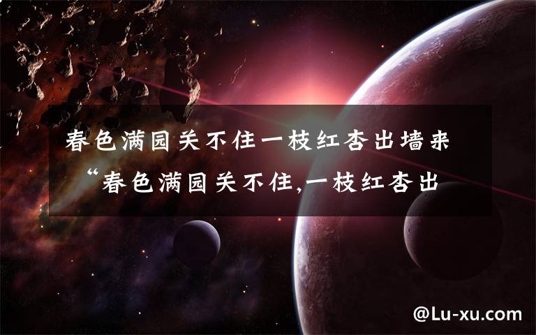 春色满园关不住一枝红杏出墙来 “春色满园关不住,一枝红杏出墙来”的深层解释、、文章配图
