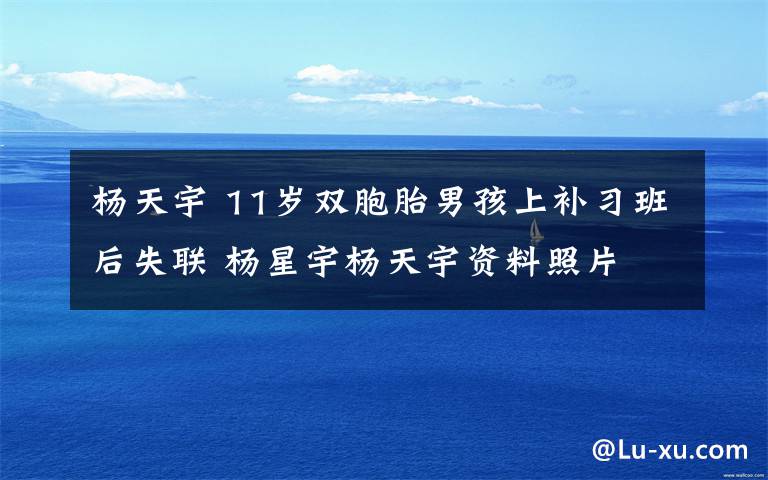 杨天宇 11岁双胞胎男孩上补习班后失联 杨星宇杨天宇资料照片文章配图