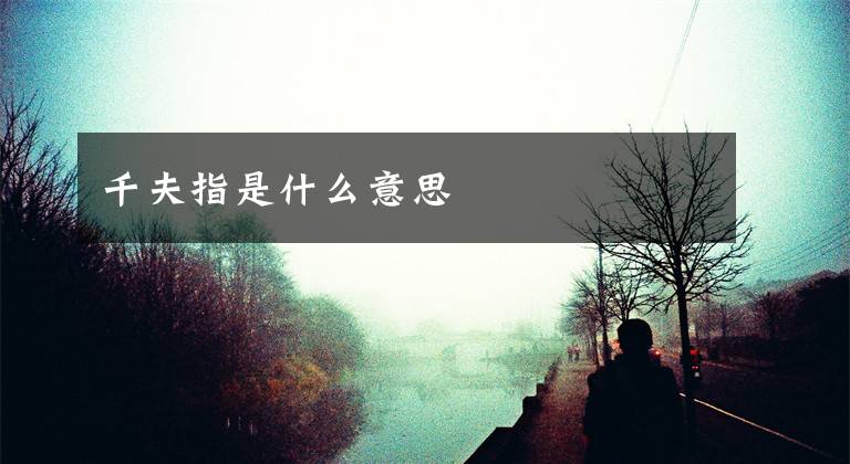 千夫指是什么意思文章配图