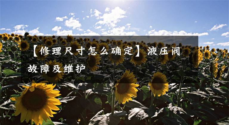 【修理尺寸怎么确定】液压阀故障及维护文章配图