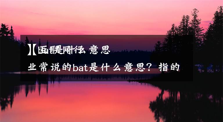 【bat是什么意思
】互联网行业常说的bat是什么意思？指的是什么文章配图
