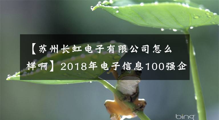 【苏州长虹电子有限公司怎么样啊】2018年电子信息100强企业名单公布了长虹蝉联第六名