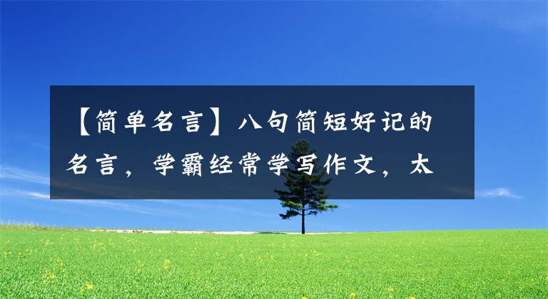 【简单名言】八句简短好记的名言，学霸经常学写作文，太费力了。文章配图
