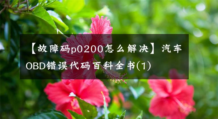 【故障码p0200怎么解决】汽车OBD错误代码百科全书(1)