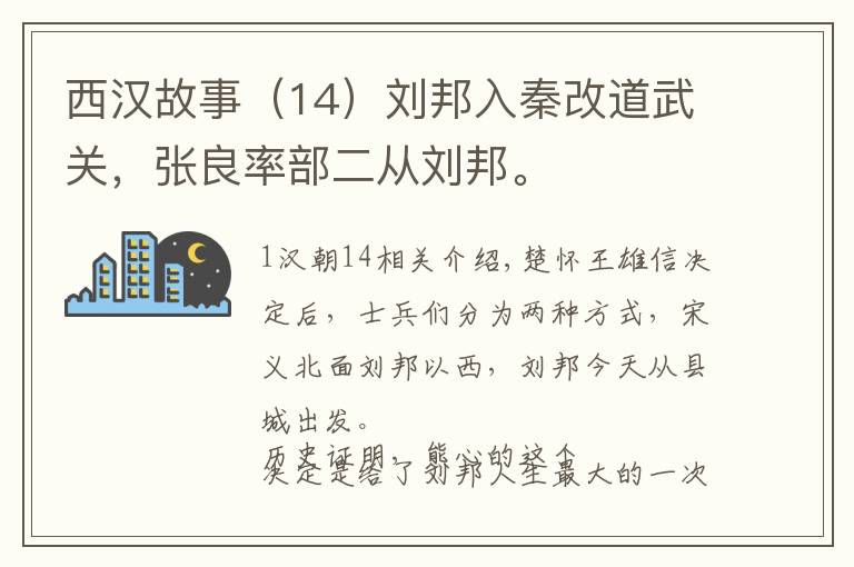 西汉故事（14）刘邦入秦改道武关，张良率部二从刘邦。