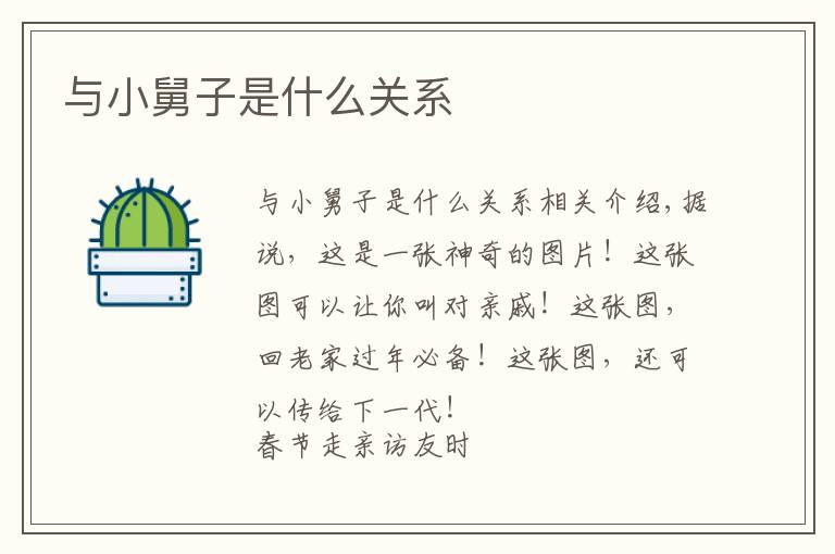 与小舅子是什么关系文章配图