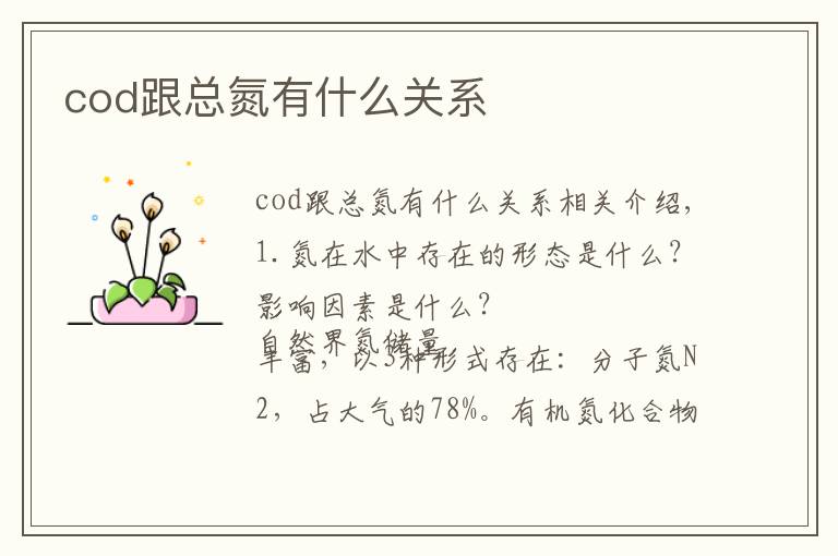 cod跟总氮有什么关系