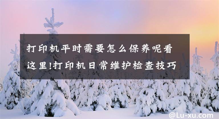 打印机平时需要怎么保养呢看这里!打印机日常维护检查技巧