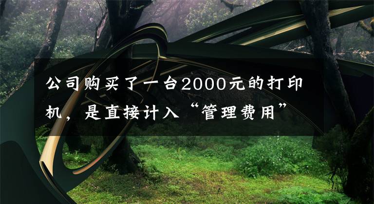 公司购买了一台2000元的打印机，是直接计入“管理费用”还是计入“固定资产”？文章配图