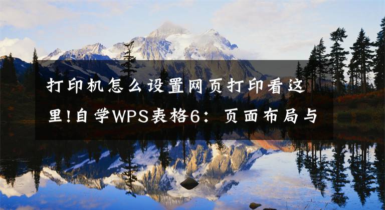 打印机怎么设置网页打印看这里!自学WPS表格6：页面布局与打印设置（一）