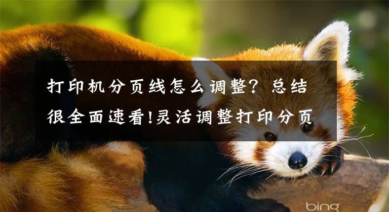 打印机分页线怎么调整？总结很全面速看!灵活调整打印分页文章配图