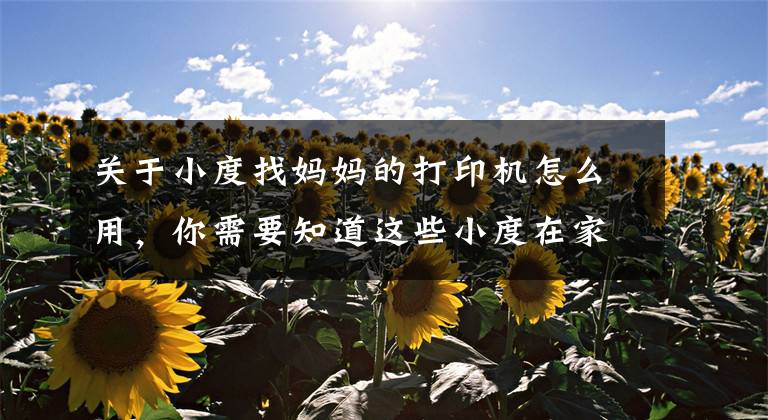 关于小度找妈妈的打印机怎么用，你需要知道这些小度在家：儿童模式竟然是妈妈们的“救星”｜测评文章配图