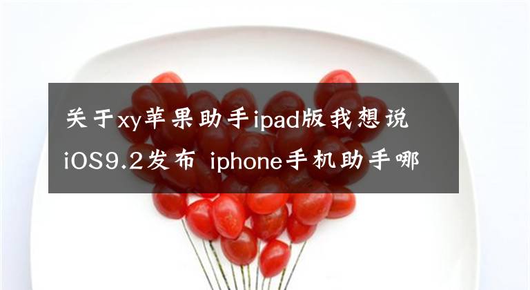 关于xy苹果助手ipad版我想说iOS9.2发布 iphone手机助手哪个好用？