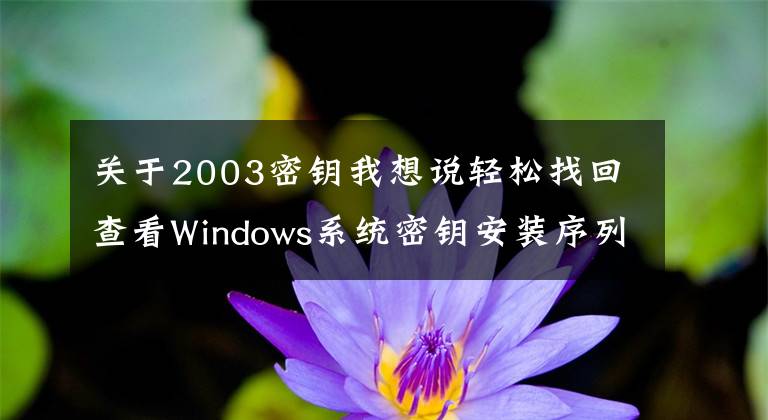 关于2003密钥我想说轻松找回查看Windows系统密钥安装序列号的软件（支持Office/VS等）