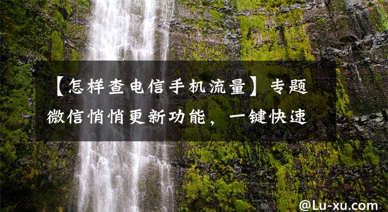 【怎样查电信手机流量】专题微信悄悄更新功能，一键快速查询话费，流量，账单，网速，真方便