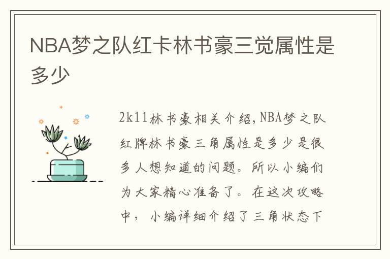 NBA梦之队红卡林书豪三觉属性是多少