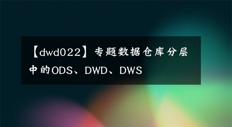 【dwd022】专题数据仓库分层中的ODS、DWD、DWS