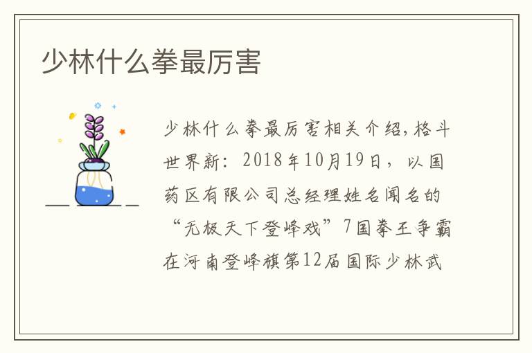 少林什么拳最厉害文章配图