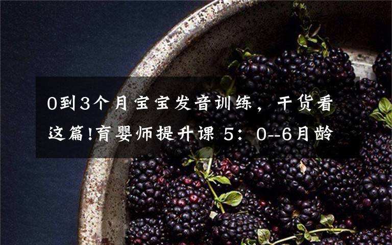 0到3个月宝宝发音训练，干货看这篇!育婴师提升课 5：0--6月龄发育观察要点及延伸（2）