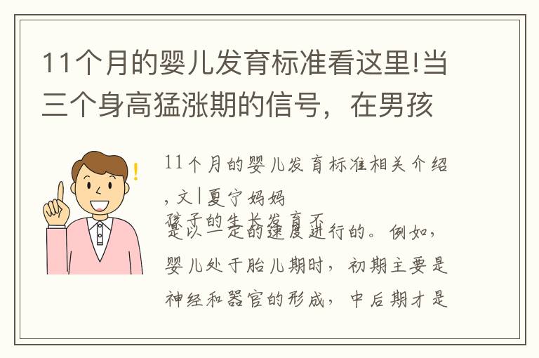 11个月的婴儿发育标准看这里!当三个身高猛涨期的信号，在男孩身上显现时，家长记住“7做到”