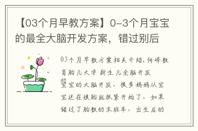 【03个月早教方案】0-3个月宝宝的最全大脑开发方案，错过别后悔！