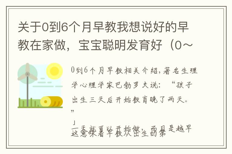 关于0到6个月早教我想说好的早教在家做，宝宝聪明发育好（0～18 个月家长必读）