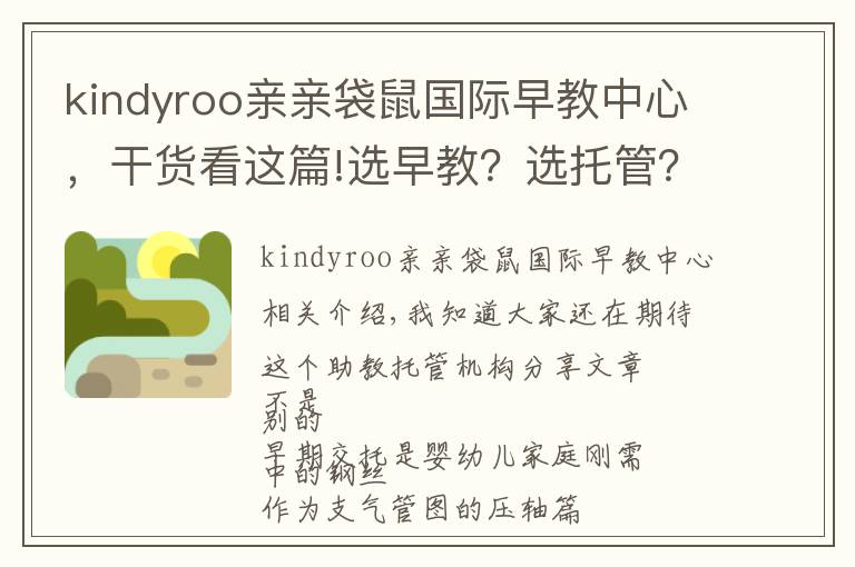 kindyroo亲亲袋鼠国际早教中心，干货看这篇!选早教？选托管？东莞值得推荐的这类机构，在这儿