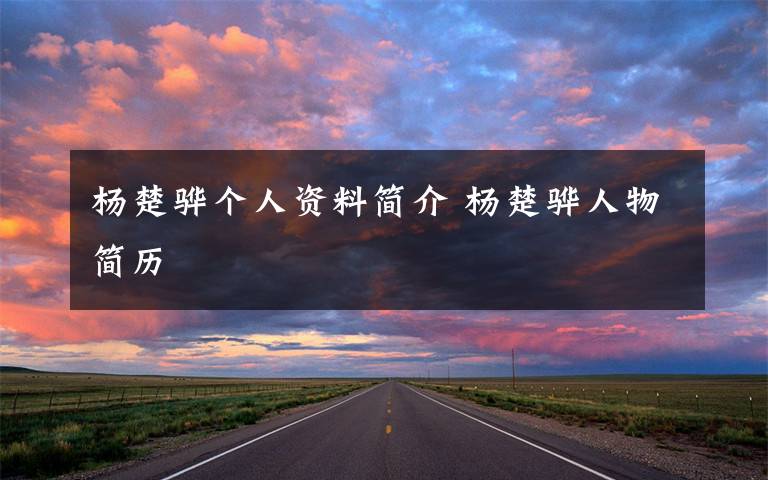 杨楚骅个人资料简介 杨楚骅人物简历文章配图