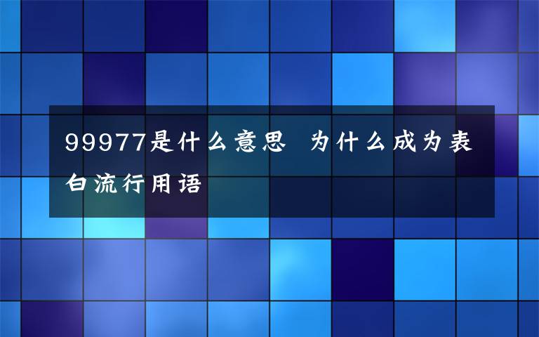 99977是什么意思  为什么成为表白流行用语