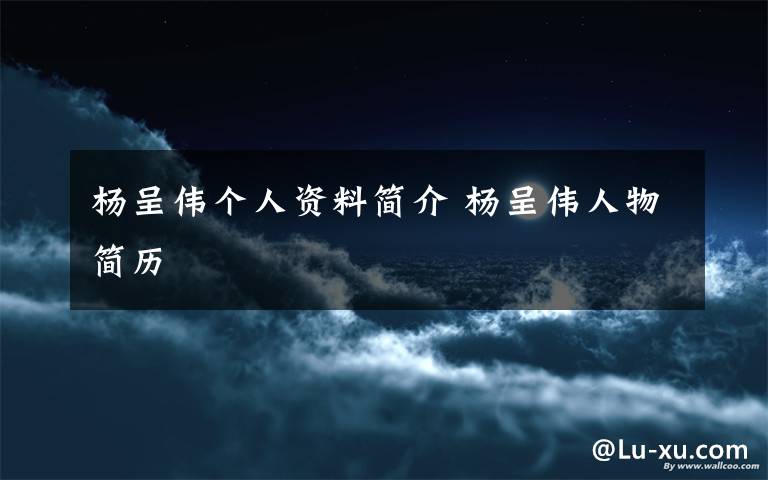 杨呈伟个人资料简介 杨呈伟人物简历