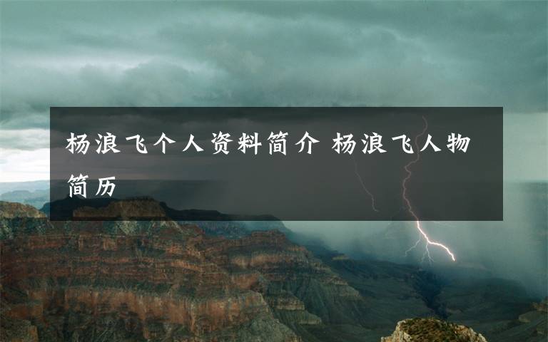 杨浪飞个人资料简介 杨浪飞人物简历文章配图