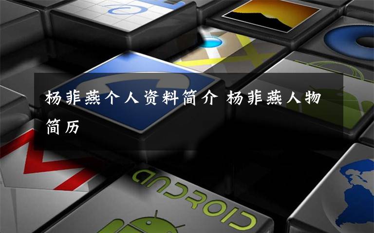 杨菲燕个人资料简介 杨菲燕人物简历文章配图